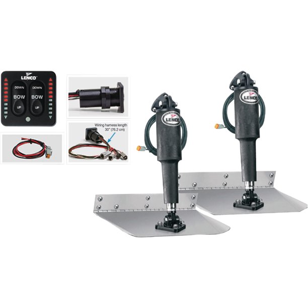 Lenco 12" x 12" Standard Trim Tab Kit with LED Indicator Switch Kit 12V