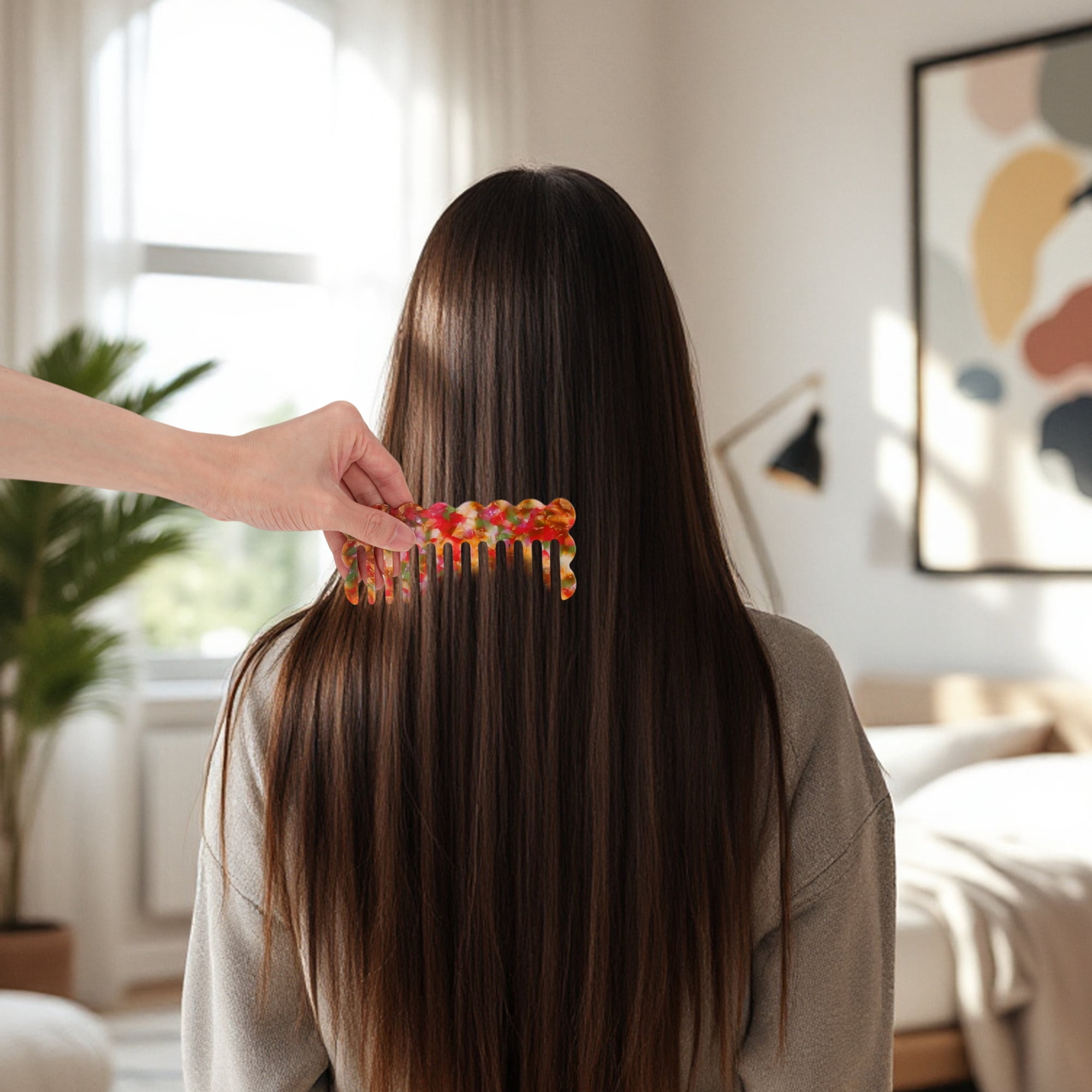 Unique Bargains 1 Pc Portable Wave Shaped Hair Comb for All Hair Types Styles Colorful