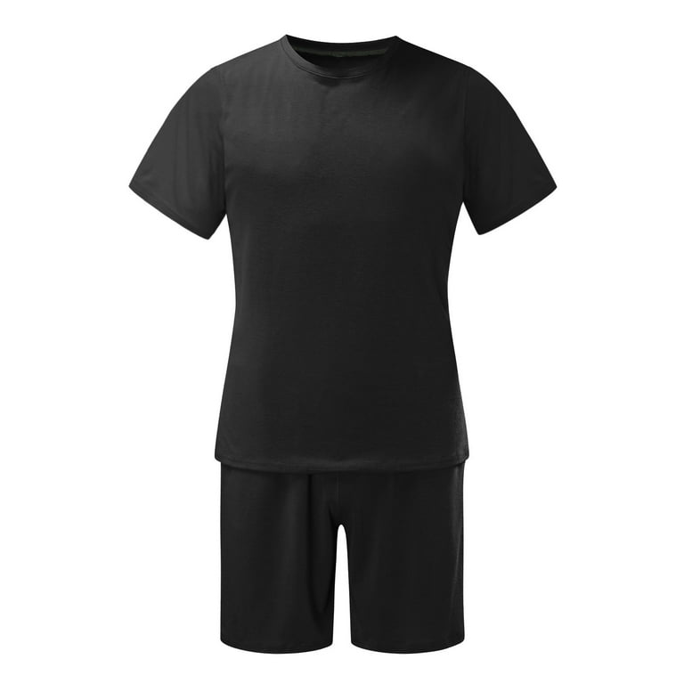 Men's Short Sleeve T-Shirt and Shorts Set Sport Casual Crew Neck Muscle  Sportswear 2 Piece Tracksuit Summer Outfits 