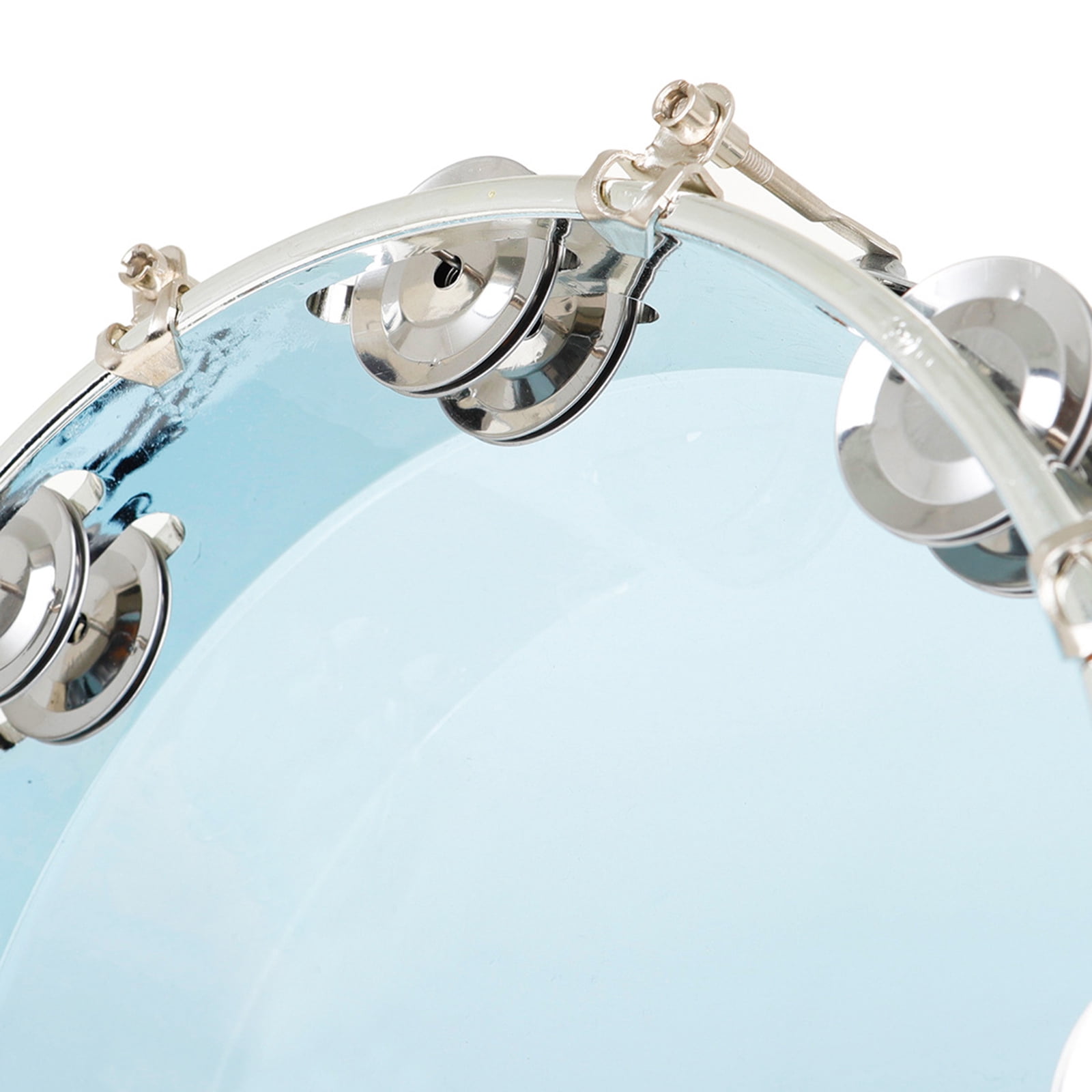 Metal Bells Hand Held Percussion Drum with Ergonomic Handle Grip 10Inch Double Row Tambourine Round Musical Tambourine