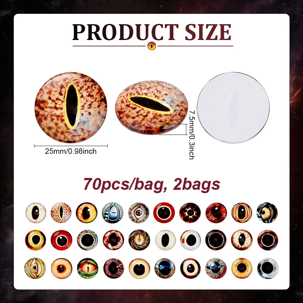 120pcs Dragon Eyes Glass Cabochons Evil Craft Eye Flatback Dome Cabochons Realistic Eye Snake Eyes