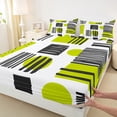 thumbnail image 6 of jejeloiu Vintage Striped Print Bed Sheets,Modern Abstract Art King Sheets,Green Geometric Circle Sheet Set For Kids,Luxury Bedroom Decor,4-Piece, 6 of 7