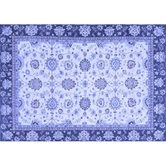Ahgly Company Machine Washable Indoor Rectangle Oriental Blue Traditional Area Rugs, 5' x 8'