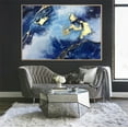 thumbnail image 2 of 40x60" Abstract Oil Painting Canvas Marble Wall Art Navy Blue Artwork Contemporary Art Gold Leaf Art Luxury Painting, 2 of 4