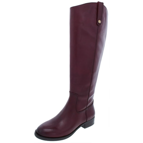 INC Womens Burgundy Elastic Goring Pull Tab At Sides Cushioned Studded Fawne Round Toe Block Heel Zip-Up Leather Riding Boot 8.5