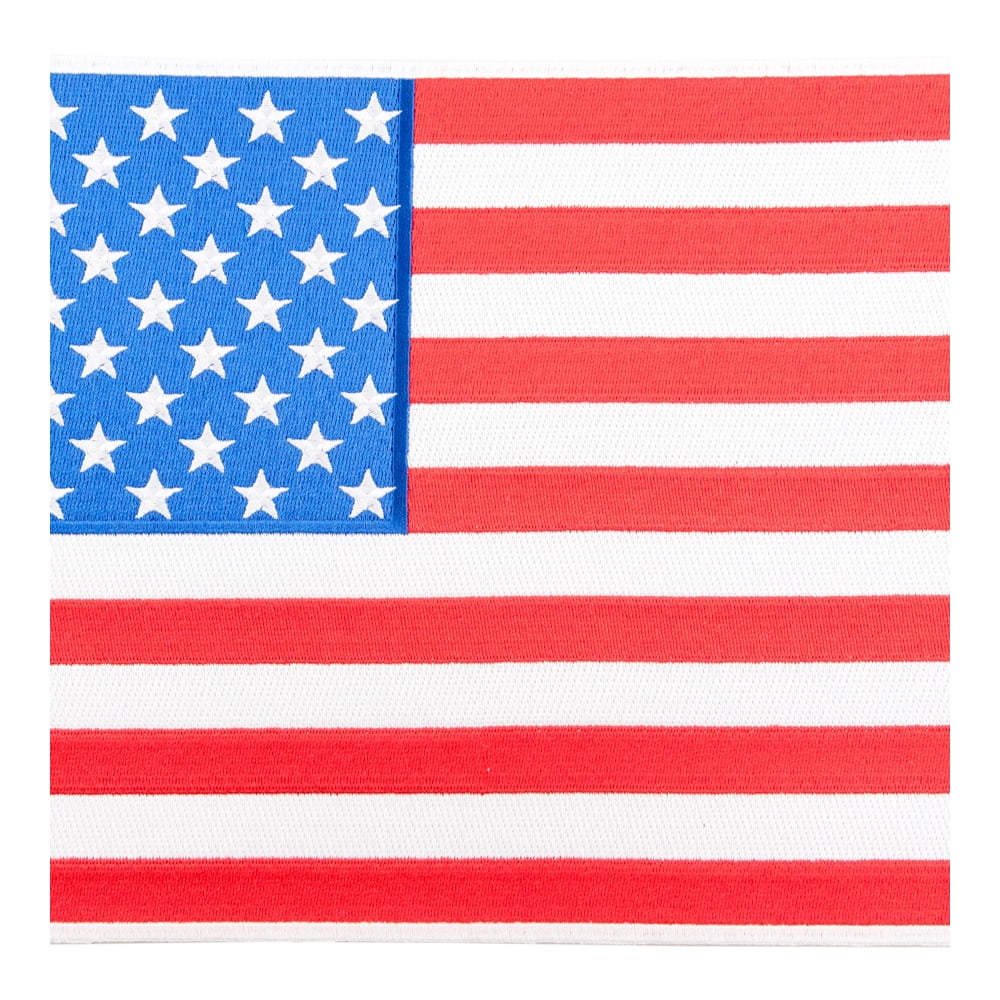 White Bordered American Flag Patriotic Embroidered Iron On Sew On Biker Patches.