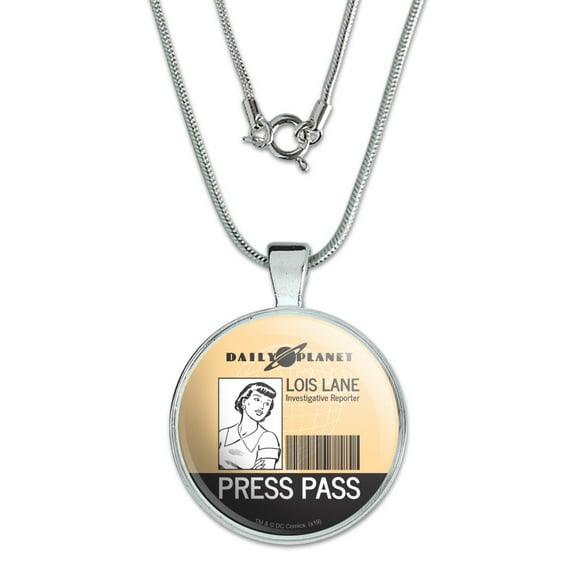Superman Lois Lane Press Pass 1" Pendant with Sterling Silver Plated Chain