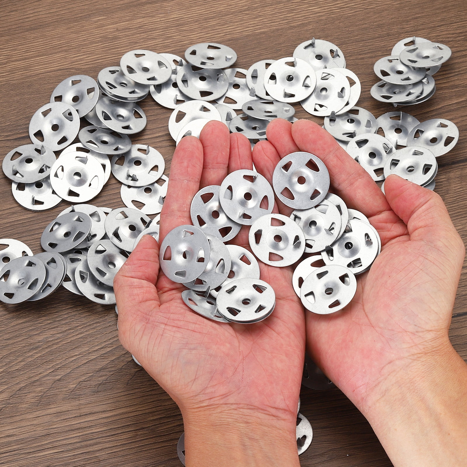 1-1/8 Insulation Washers, 400 Set 28mm Metal Insulation Washers Foam Board Fasteners Perforated Plaster Washers with Screw Galvanized Steel for Foam Board Fixing Fastening Wall