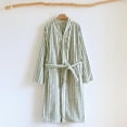thumbnail image 2 of Arlun Trendy Striped Sleepwear Robes for Women Soft Fluffy Over the Knee Length Wrap Loungewear with Belt Lightweight Comfortable Fashion Simple Design Nightwear Green M, 2 of 3