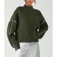 thumbnail image 6 of PRETTYGARDEN Women's Chunky Knit Sweaters Fall Long Sleeve Mock Neck Oversized Pullover Tops Winter Fashion Clothes, 6 of 8