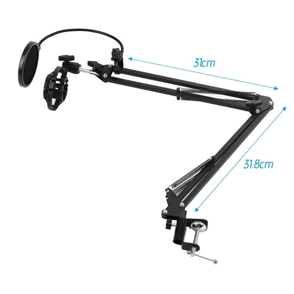 Microphone Stand,Mic Arm Adjustable Stand Heaby With Proof Windshield Studio Live Video Windshield Pop Filter Live Video Online Stand Heaby Duty Proof Windshield Pop Heaby Duty Metal Rookin