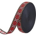 thumbnail image 1 of 20 yardas de cinta jacquard estrecha vintage negra y roja de 0,8 pulgadas con estampado floral de mariposas, bordada y tejida, de estilo étnico. Cintas de poliéster para costura y manualidades., 1 of 7