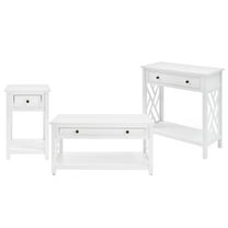 Alaterre Furniture Coventry 36 in. Living Room Furniture Small Coffee Table, End Table & Console Sofa Table Set with Drawers - Traditional to Modern Style, White