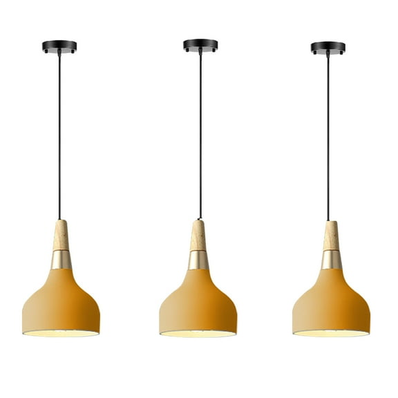JLOWCO 3 Light Pendant Lighting for Kitchen Island Farmhouse,led Hanging Over Dining Table Ceiling Lights for Kitchen,Bar Lights Hanging Yellow Led Lights (LED Bulb Include)