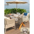 thumbnail image 4 of Outdoor Tablecloth with Umbrella Hole and Zipper, Farmhouse Flowers Rectangle Table Cloth 60x120 Inch Waterproof Tablecloth, Retro Floral Leaves Country Wood Board Picnic Table Cover for Patio, 4 of 7