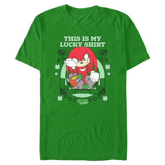 Mens Sonic the Hedgehog My Lucky Clover Knuckles T Shirt