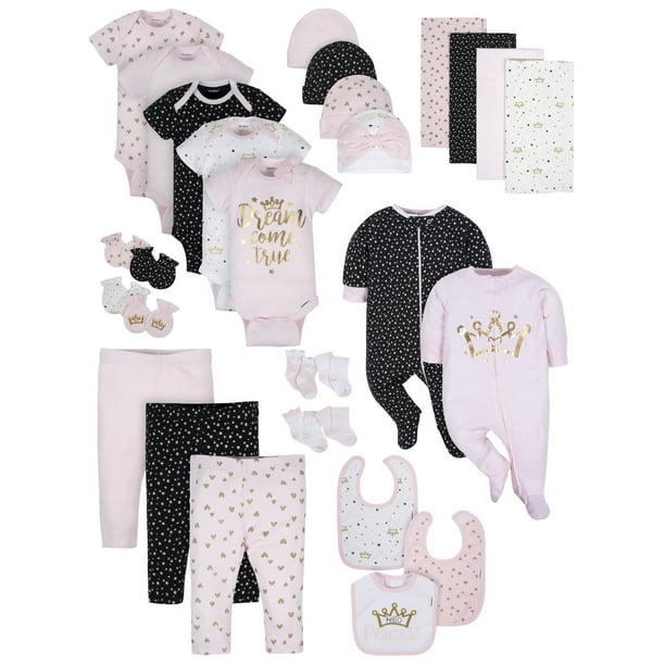 Gerber Gerber Baby Girls Organic Newborn Clothes Shower Gift Set, 29