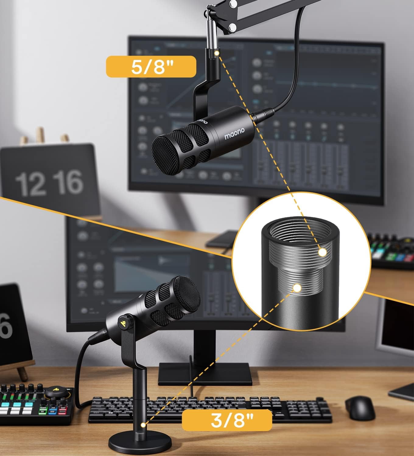 PD100X XLR Podcast Microphone with  Arm Stand - Cardioid Dynamic Mic Kit for Streaming Recording Voice-Over