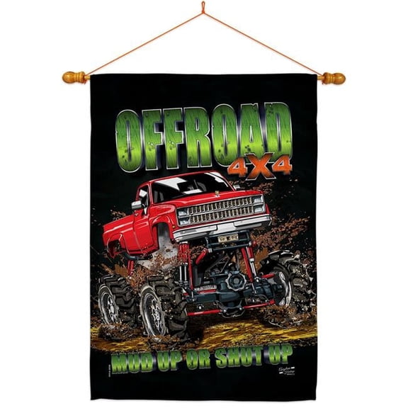 Angeleno Heritage HS130408-P3-03 Offroad Interests Vehicle 28 x 40 in. Double-Sided Decorative Vertical House Flag Set for Decoration Banner Garden Yard Gift