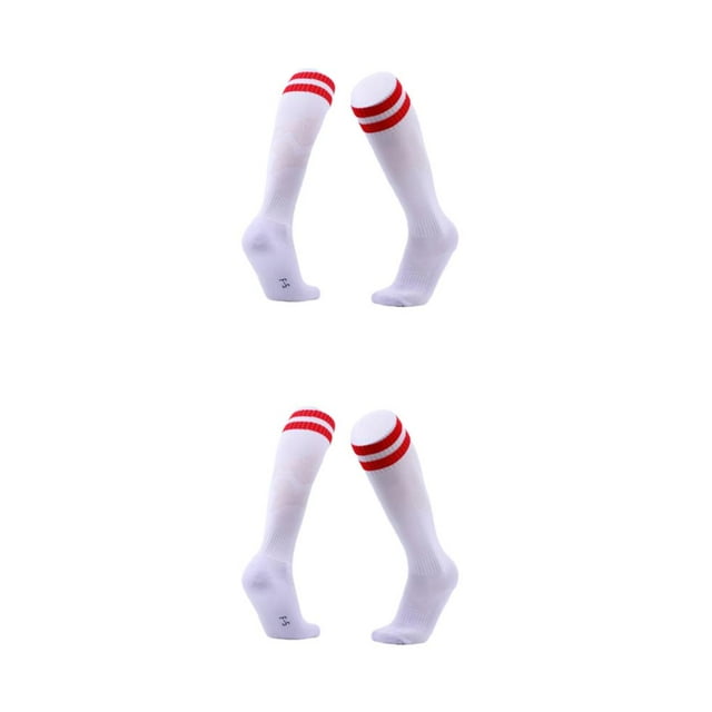 VONKY 1/2/3/5 Chaussettes de Football Modernes et Sûres pour Femmes et Hommes Chaussettes de Sport pour Hockey Football Rayures Rouges 2 Pcs
