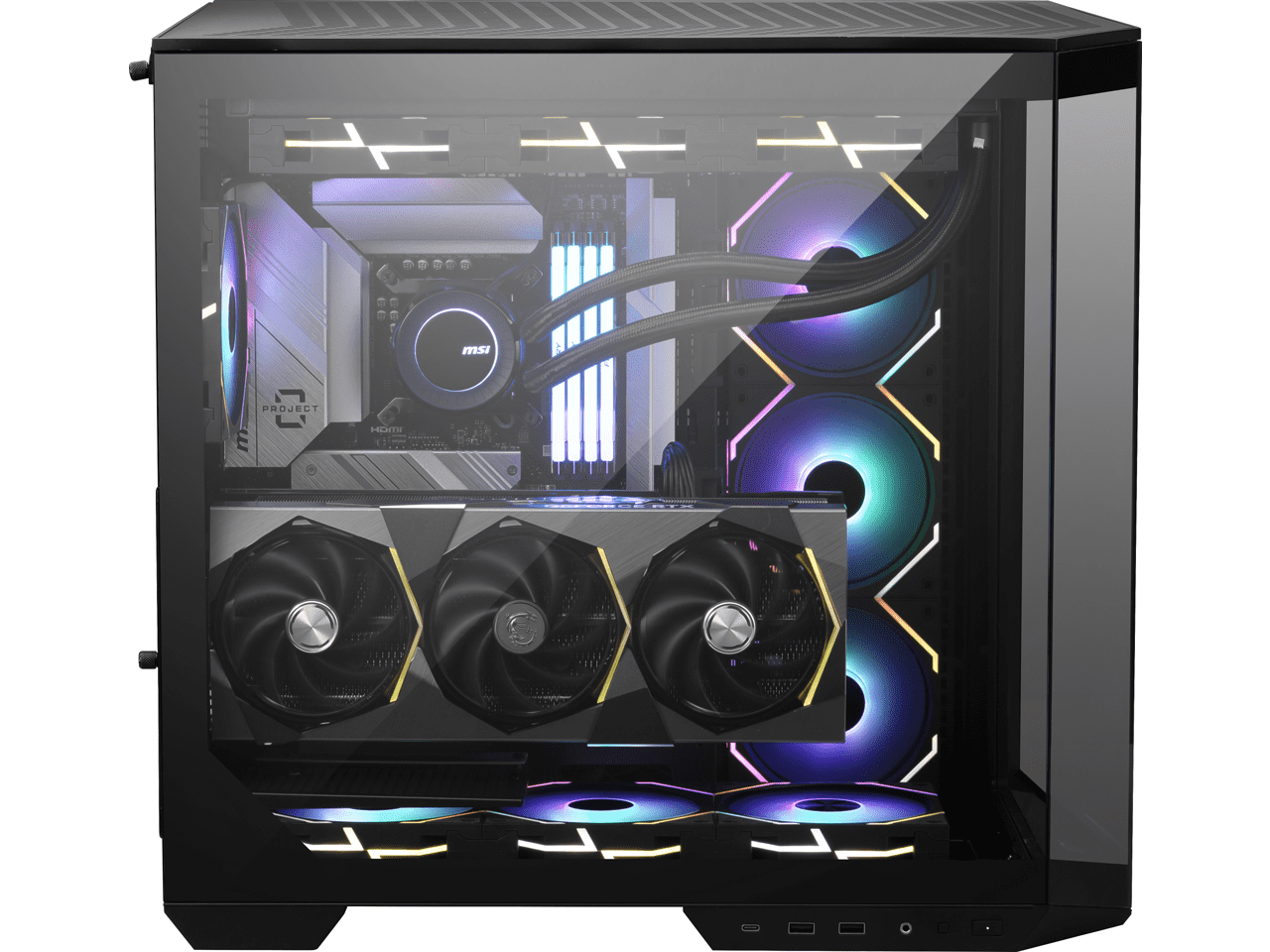 MSI MAG PANO 100L PZ Project Zero Mid Tower ATX Gaming Case, ABS Plastic, SPCC Steel, Tempered Glass, Support Back-Connect, 270-degree Panoramic Display, GPU Support Stand, Dust Filter