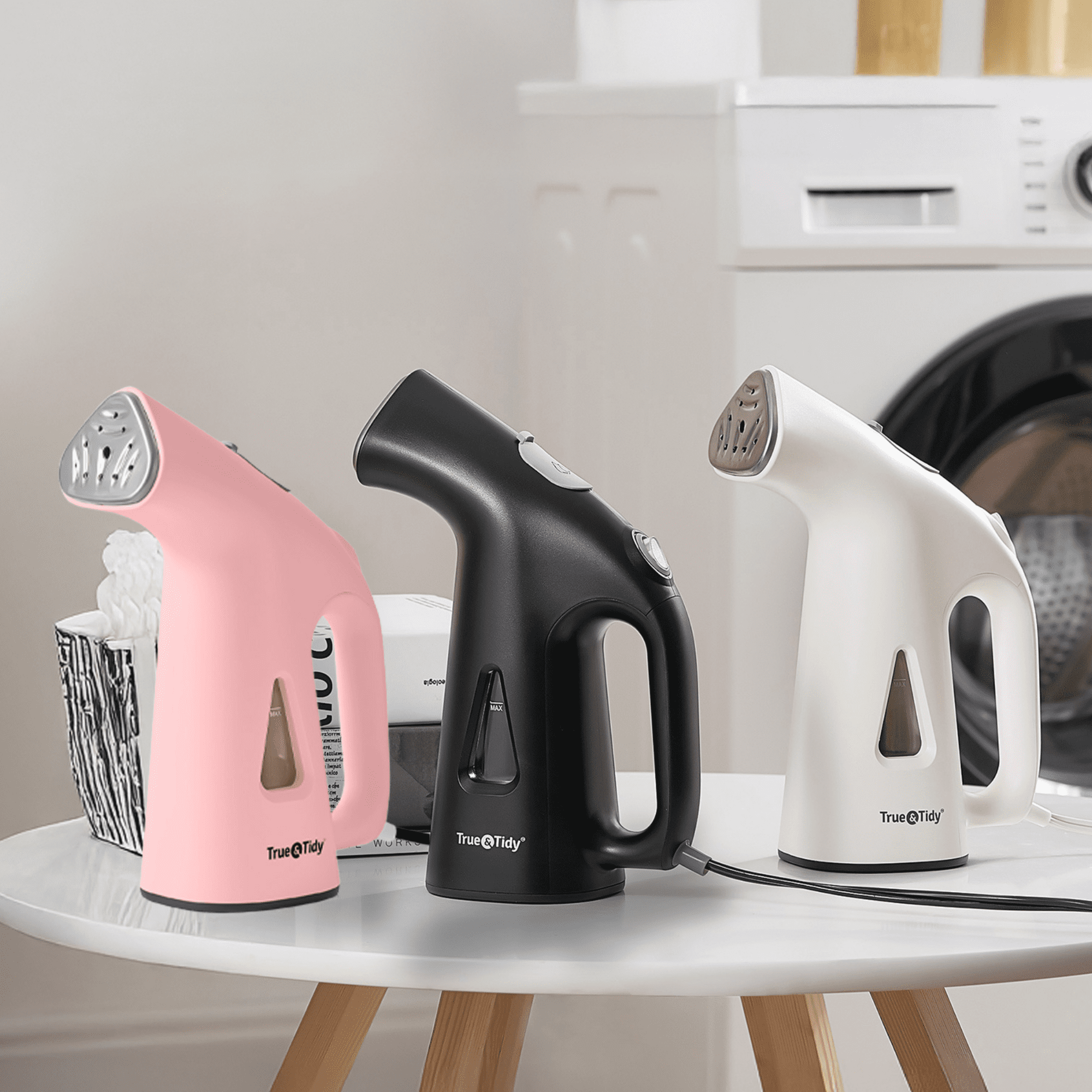 True & Tidy Portable Vertical Fabric Steamer for Home and Travel, Black