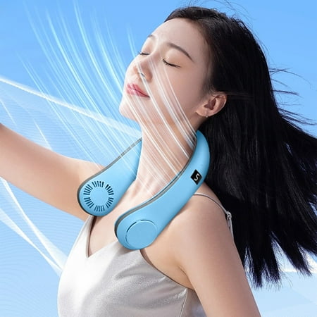 

Personal Portable Fan -Portable Neck Fan - Cooling Wearable Fan Rechargeable Neck Hanging Fan Lazy Person Folding Portable Digital Display With Aromatherapy Small Fan Student Leafless Neck Hanging