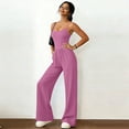 thumbnail image 4 of JULMCOMO Jumpsuits for Women Scoop Neck Spaghetti Strap Casual Rompers High Waisted Wide Leg Summer Loose Fit Overalls with Pockets Pink 2XL, 4 of 6