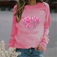 thumbnail image 5 of WREESH Women's Fall Pink Ribbon Sweatshirt Heart Graphic Long Sleeve Casual Top Breast Cancer Awareness Shirts Hot Pink, 5 of 5
