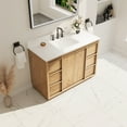 thumbnail image 3 of ANGELES HOME 48" Bathroom Vanity with Sink, Solid Oak Wood, Carrera White Quartz Top, Freestanding Cabinet with 2 Soft-Close Doors & 6 Drawers, Undermount Rectangular Sink, 3 of 12