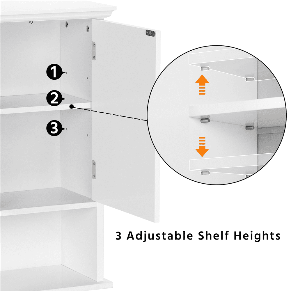 Renwick Two Door Wall Mounted Bathroom Cabinet with Open Compartment, White