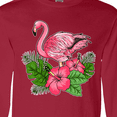 thumbnail image 4 of Inktastic Flamingo with Tropical Flowers Long Sleeve T-Shirt, 4 of 5