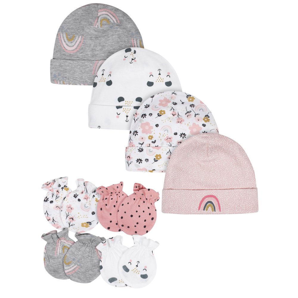 Gerber Gerber Baby Girls Caps & Mittens Set, 8Piece