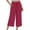 Red, variant on Cotton Linen Capri Pants for Women Elastic High Waist Loose Wide Straight Leg Cropped Pants with Pockets Womens Capris