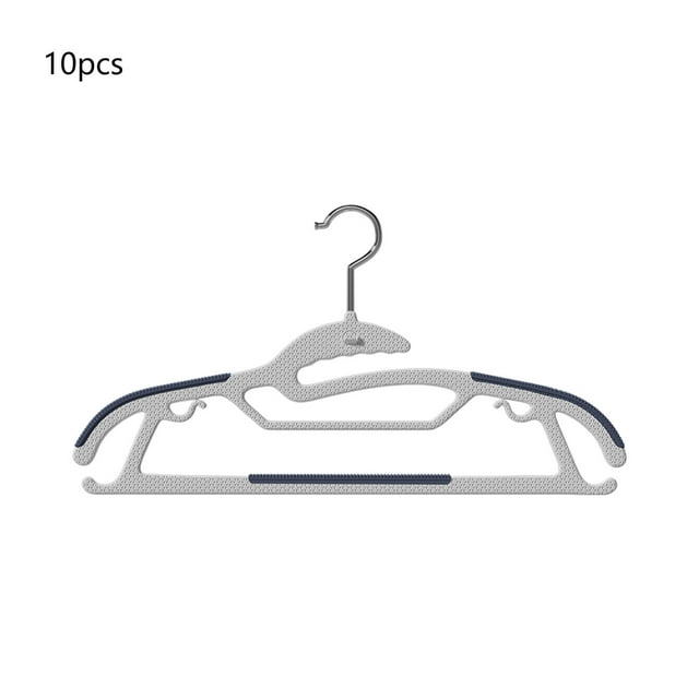 Fasiaou 10-Pack Non-Slip Hangers with Strong Shoulder Support and Space Saving Design for All Clothing Types Wet or Dry Use,Navy