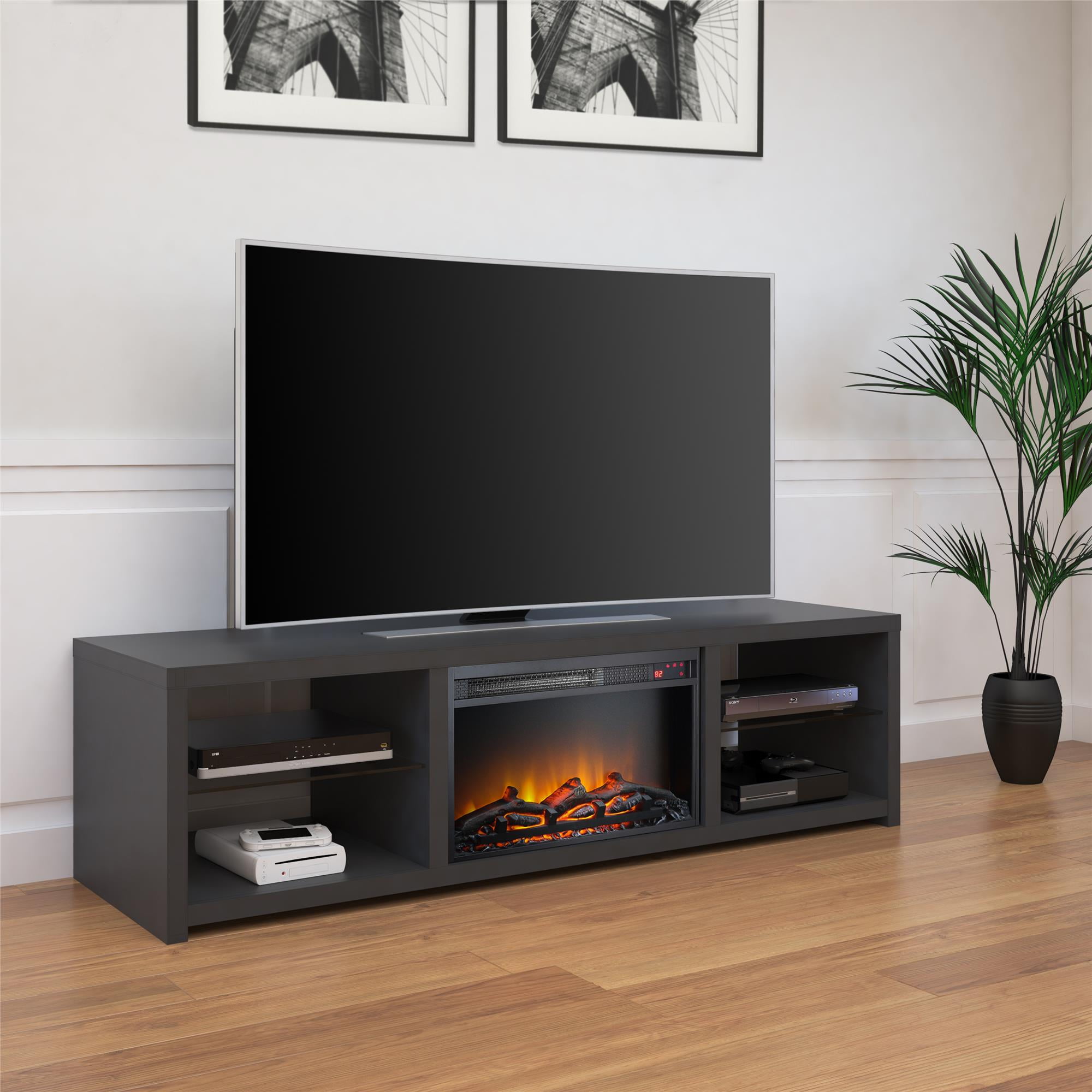 Ameriwood Home Donovan Fireplace TV Stand for TVs up to 70", Black ...