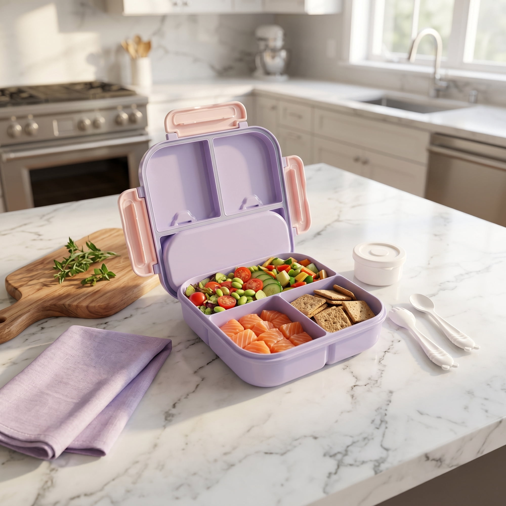 Unique Bargains Leakproof Meal Lunch Bento Box for Work Purple