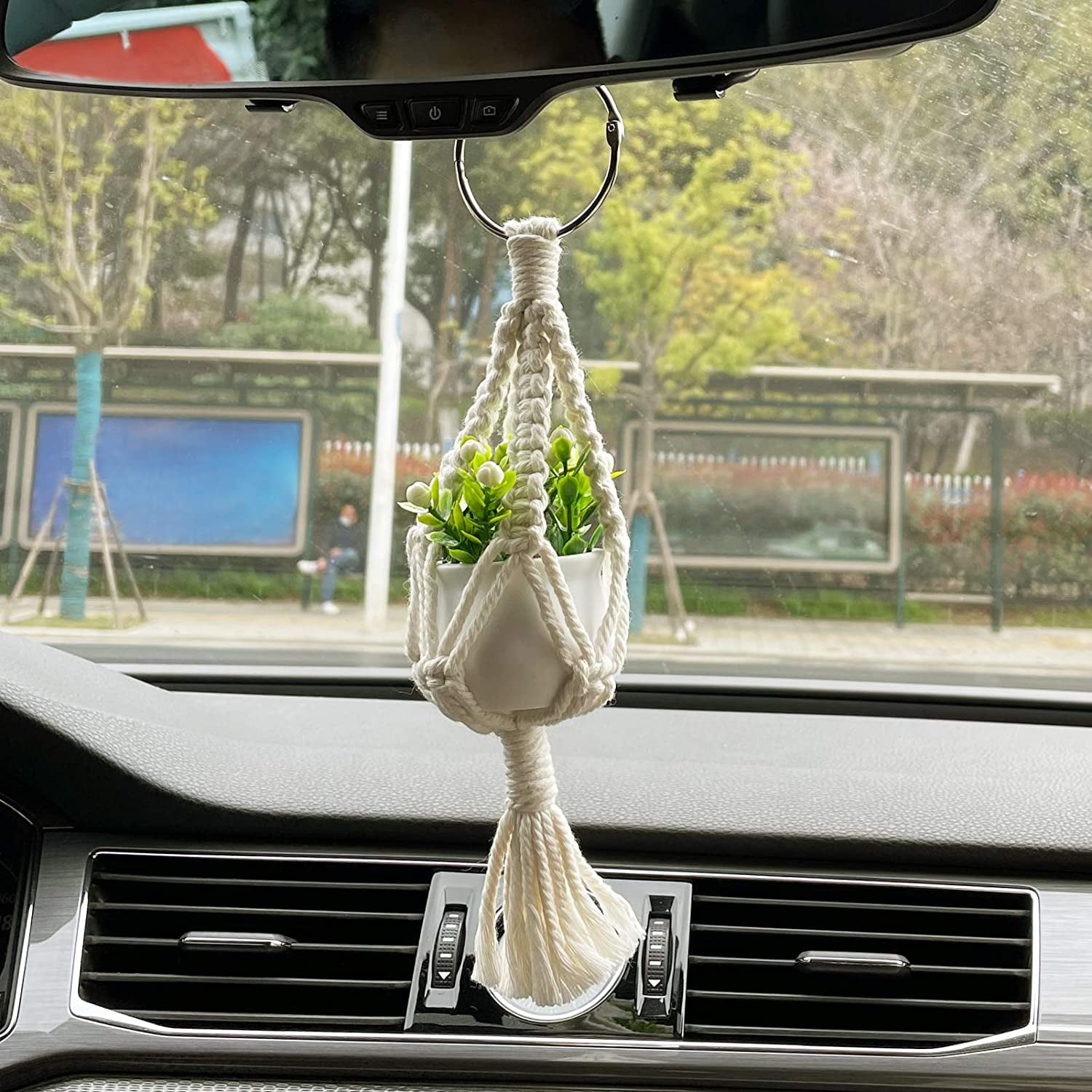 Electronics & Accessories Car rear view mirror plant Macrame Mini plant