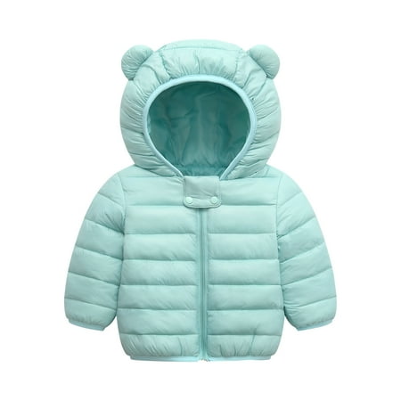 

Winter Down Coats for Baby Boy Girl Baby Kids Cute Light Puffer Padded Jacket Ear Hoodie Warm Outerwear Clothes
