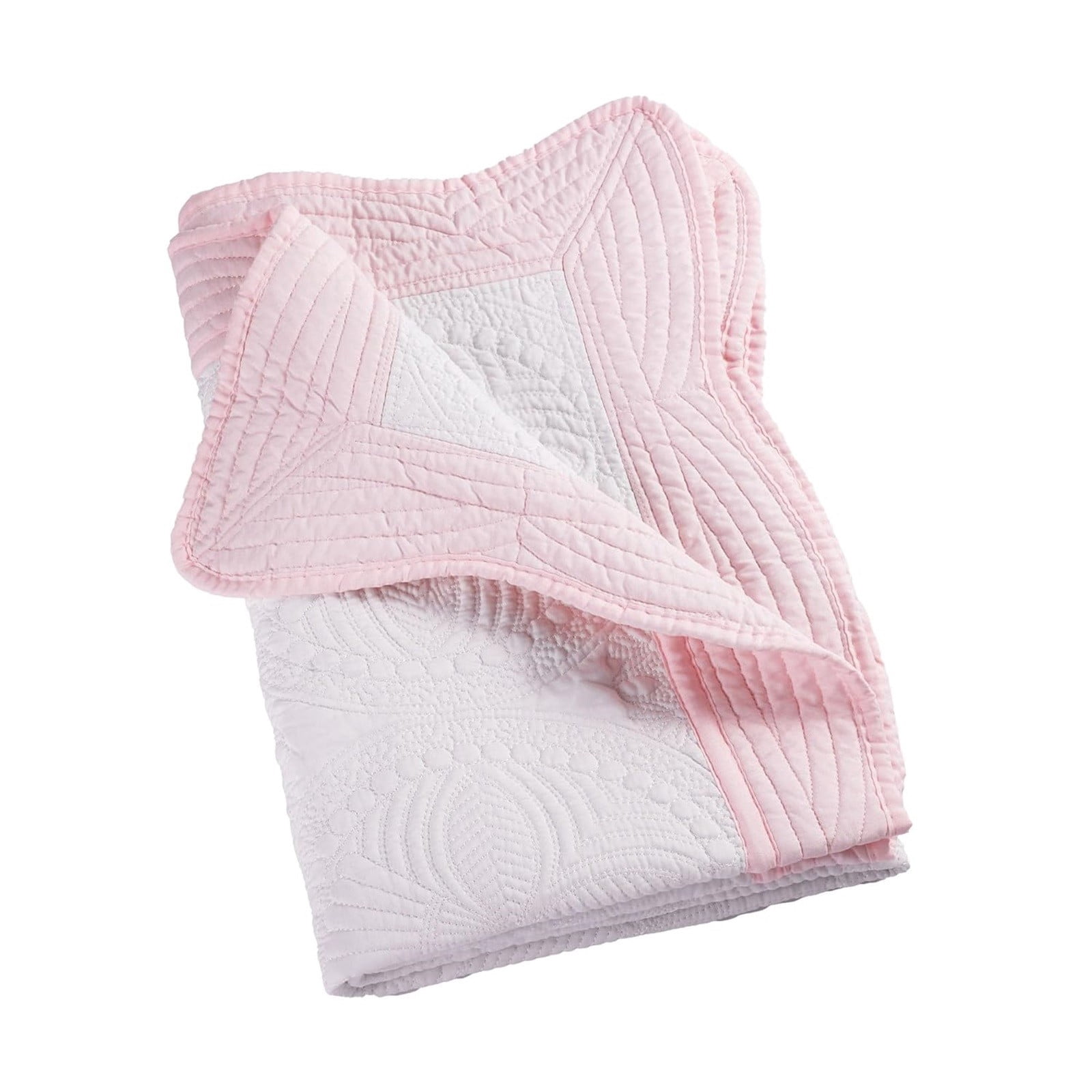 Myvepuop Baby Quilt Personlized Monogram Lightweight Embossed Scalloped Throw Blanket Four Seasons 36X46 Inch Pink