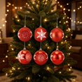 thumbnail image 4 of 6 Pack 3 Inch Red Christmas Decorative Ball Ornaments, Hanging Pendant Bauble for Xmas Tree Wedding Holiday Party Festival Home Decor, 4 of 6