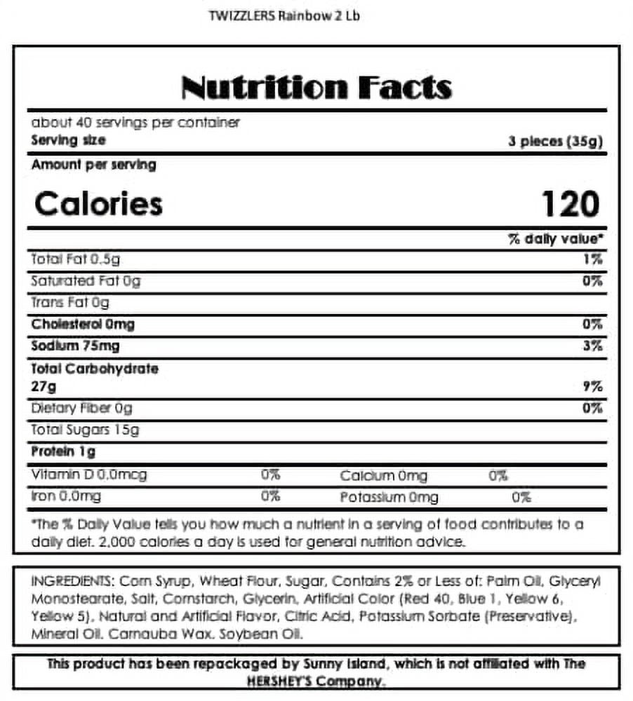 Twizzlers Twists Rainbow Wrapped Candy 2 Pounds Triple Twist Pack