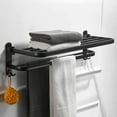 thumbnail image 5 of Bathroom Towel Rack Wall Mounted, Three-Layer Matte Space Aluminum 90 Degree Folding Towel Shelf With Hooks For Multi Scene Usage, 60 Inch, 5 of 5