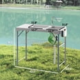thumbnail image 7 of Resenkos Gray Folding Fish Cleaning Table with Sinks, Portable Camping Sink Table with Faucet, Drainage Hose, Sprayer, Shelf, Drawer, 7 of 7