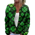 thumbnail image 2 of Saint Patrick's Day Women's Cardigans Lucky Shamrock Pattern Sweaters Y2k Button Down Long Sleeve 2026 Spring Trendy St. Patrick's Day Knit Cardigans, 2 of 5