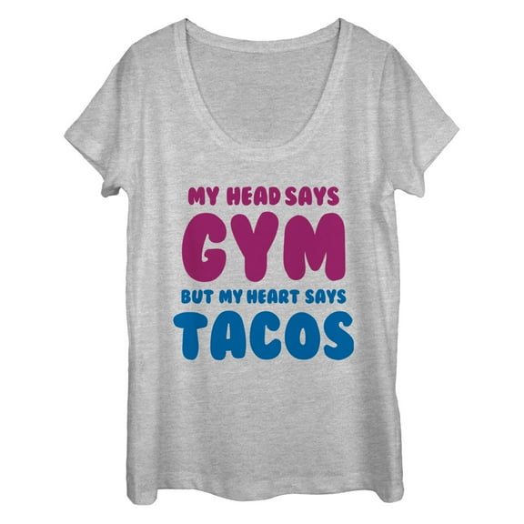 Women's CHIN UP Heart Says Tacos Scoop Neck Athletic Heather X Large