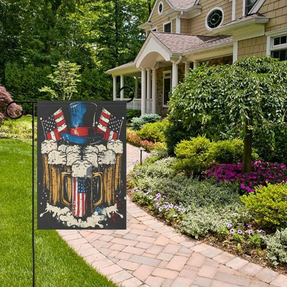 Beer National Flag Hat Garden Flag Double Sided 12 x 18 Inch Outside Yard Decoration Outdoor Flag
