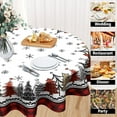 thumbnail image 4 of Christmas Round Tablecloth 60 Inch,Rustic Snow Xmas Pine Trees Buffalo Plaid Farmhouse Reusable Wipable Table Cover for Kitchen Party Picnic Dinner Winter Holiday Table Decor, 4 of 6