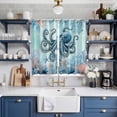 thumbnail image 2 of Coastal Octopus Blue Kitchen Curtains Window Panels, Summer Beach Nautical Coral Starfish Insulated Window Treatment Curtain, Grommet Curtains for Bedroom/Living Room/Bathroom, 2 Piece 42"Wx63"L, 2 of 8