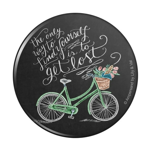 Get Lost to Find Yourself Bicycle Basket Pinback Button Pin